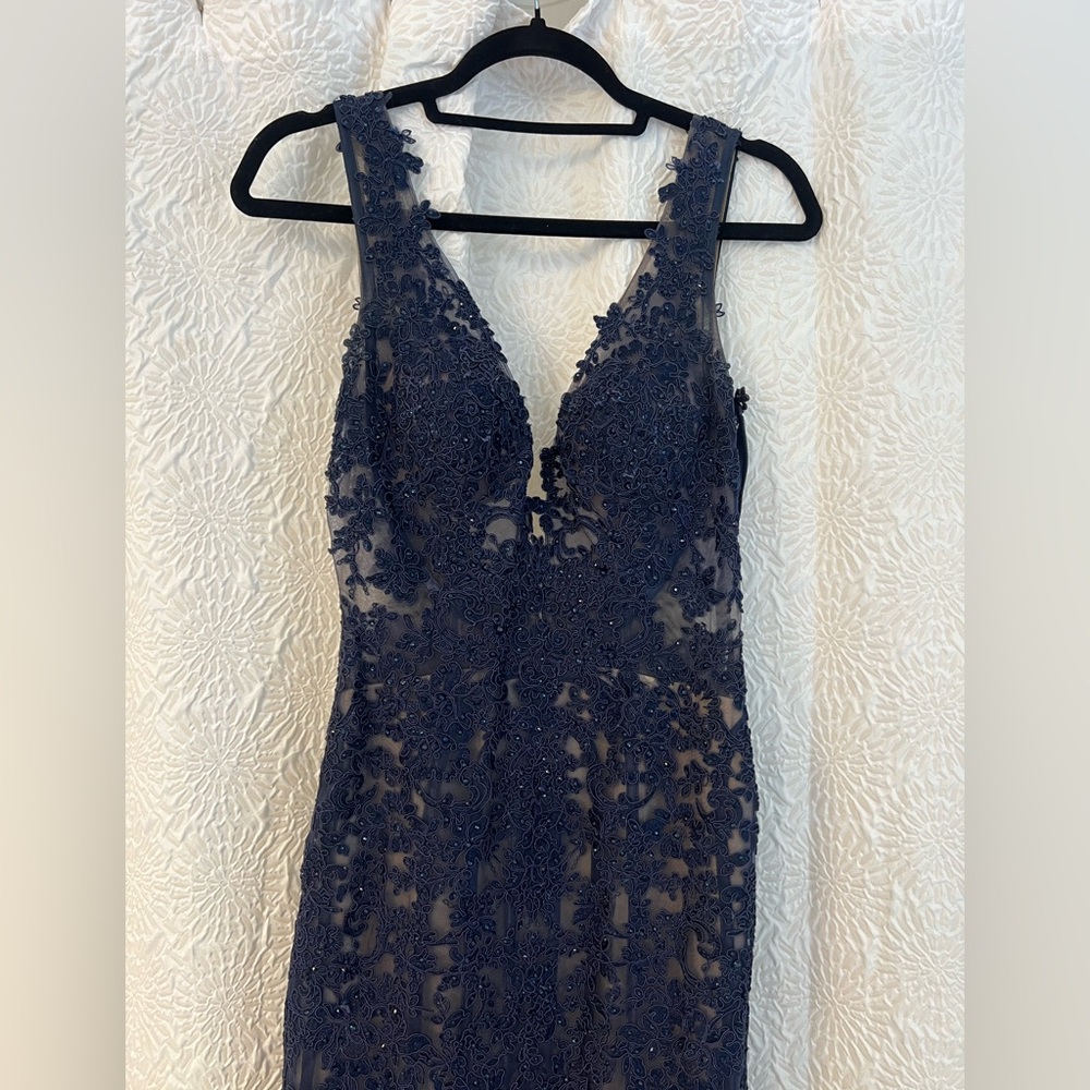 Sherri Hill Navy Blue Prom Dress